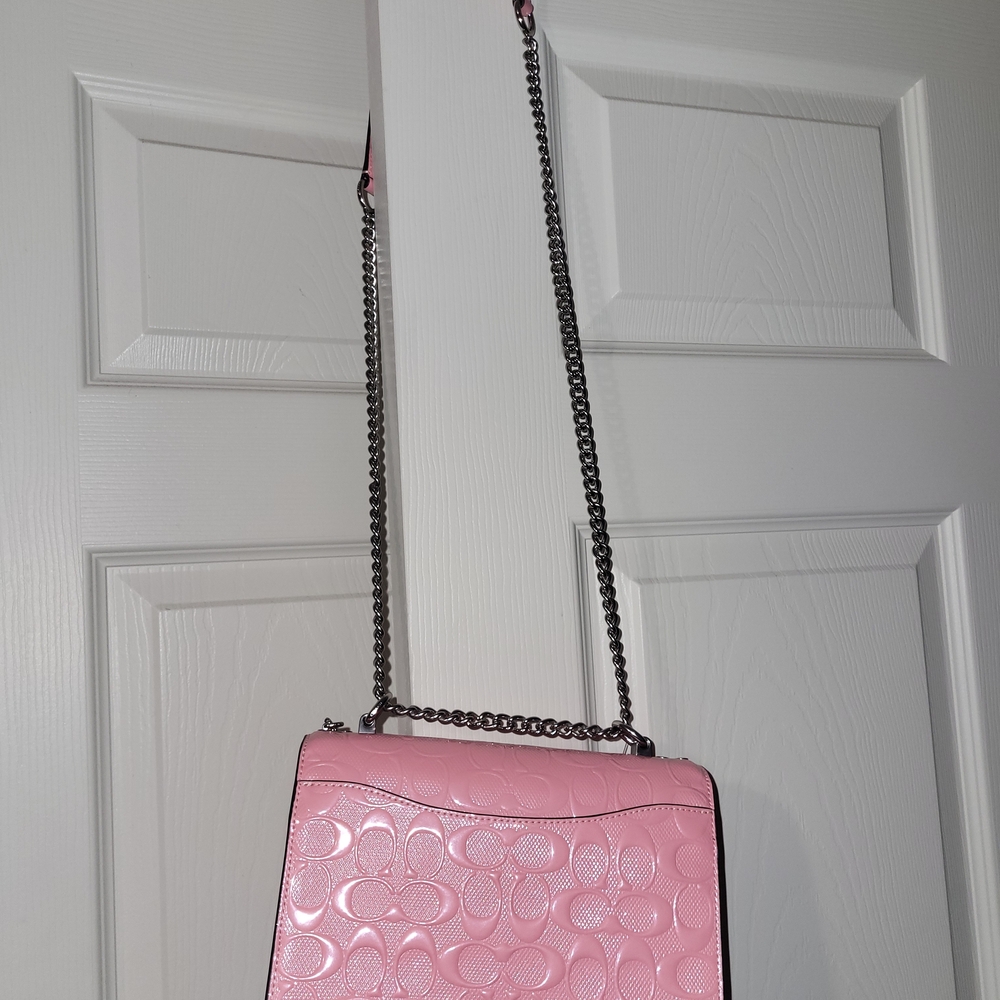 Coach Pink Embossed Chain Shoulder Bag - Picture 7 of 8